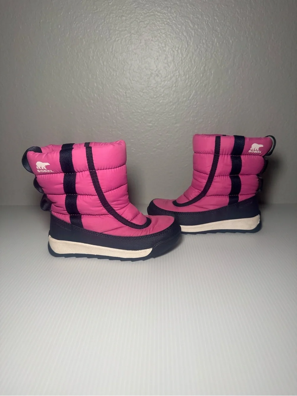 Sorel Girls Whitney 2 Puffy Mid Pink and Black Snow Boots
